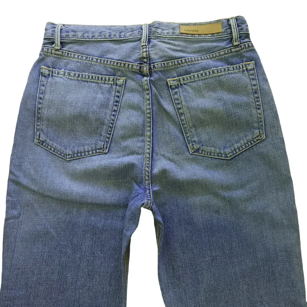 GRLFRND Hannah distressed high waist cropped blue jeans in Fly High Size 29 NEW - Picture 3 of 8